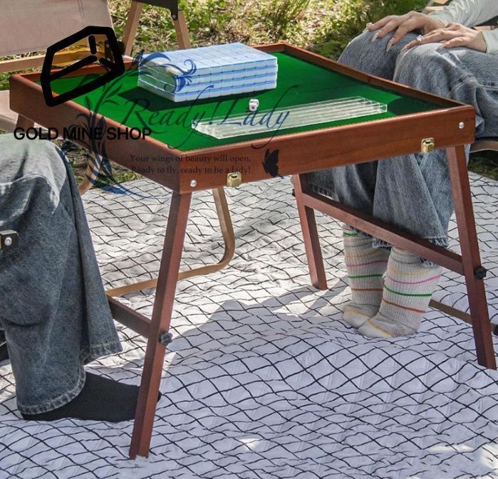 麻雀テーブル 折りたたみ式 ドミノテーブル 折りたたみ脚付き正方形カードテーブル 144個の30mm麻雀セット コンパクトで軽量 屋内屋外キャンプ用