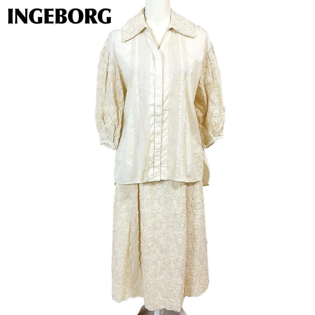 スカートセットアップ ブラウス9号 フラワーレース