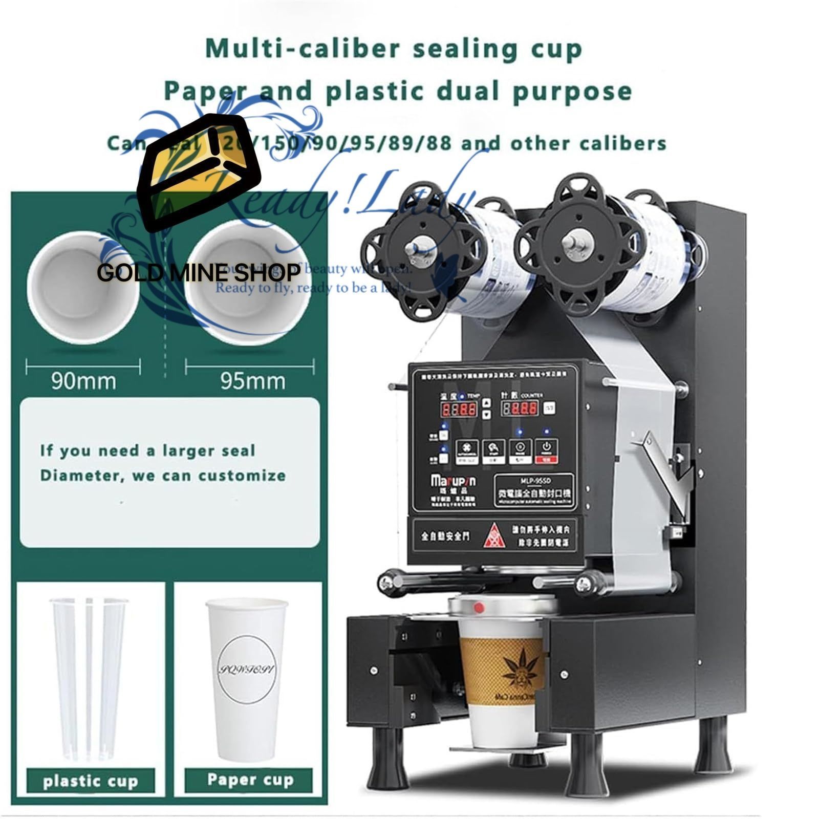 全自動カップシーラーマシン 90 95 mm 550～700 カップ 時 電動カップシーリングマシン ミルクティー コーヒー ドリンク用 ホワイト
