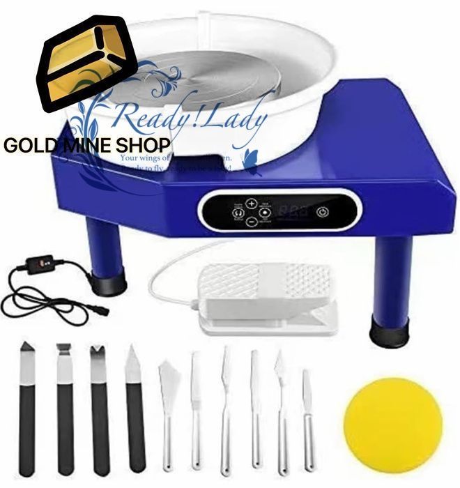 350W電動ろくろ機 家庭用成形機テーブルトップろくろセラミックスアートクラフトツール フットペダルとLCDタッチスクリーン付き DIY粘土ツール陶芸スタジオ用 A