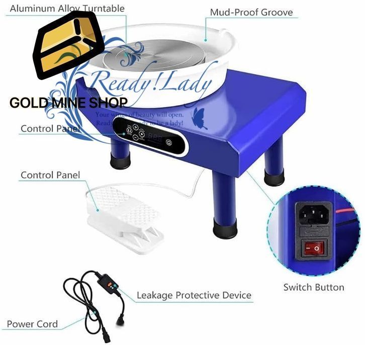 350W電動ろくろ機 家庭用成形機テーブルトップろくろセラミックスアートクラフトツール フットペダルとLCDタッチスクリーン付き DIY粘土ツール陶芸スタジオ用 A