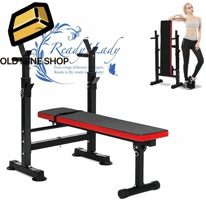 ベンチプレス 折り畳み トレーニングベンチ スクワットラックベンチ 腹筋台 耐荷重200kg バーベルスタンド 収納便利 調整 筋トレ 省スペース 滑り止め バーベル保護 大腿四頭筋 胸筋 腹筋 背筋 組立簡単 家庭用