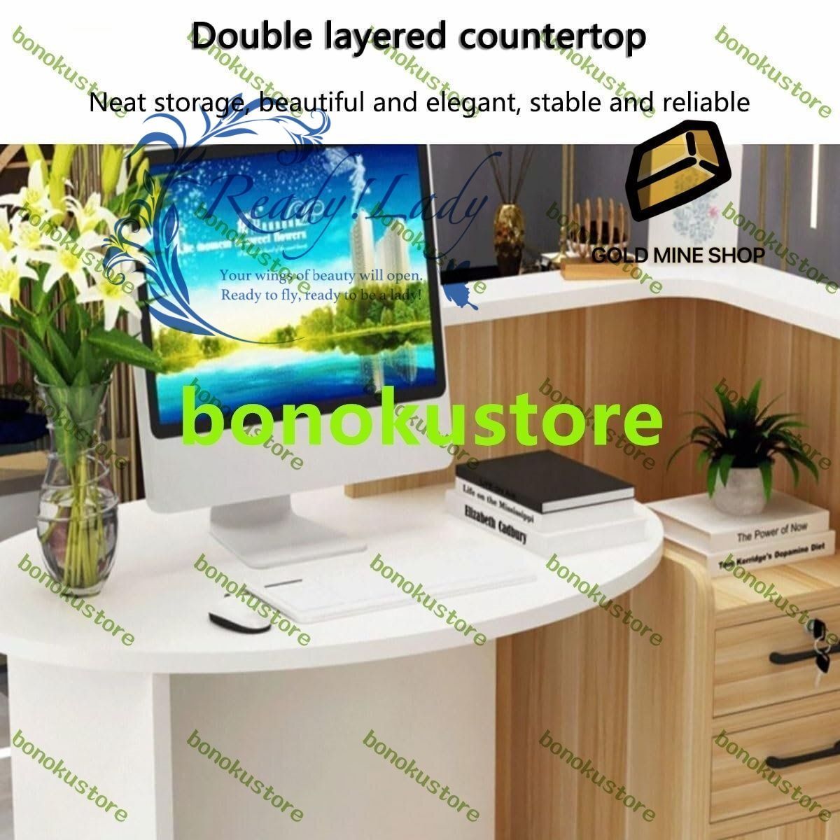 レジ受付カウンタ 木製 レジカウンタ レジテーブル 受付カウンター レジ係カウンター な引き出しロッカー付き 120 60 100cm 右 MARWIL-DEMENAGEMENTS_CH