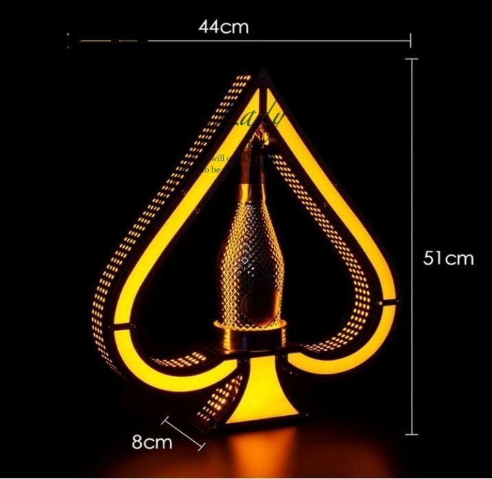 ワインラック LED照明付き酒ボトル陳列棚 スペードのエースシャンパンVIPボトルプレゼンター シャンパンボトル陳列スタンド スペードのエース ステンレスワインスタンド