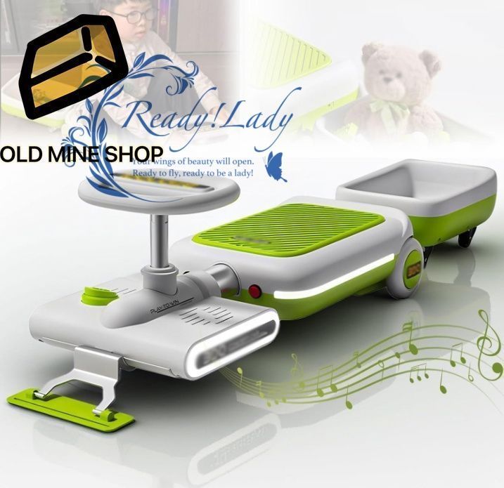 子供用クリーニングゴーカート トレーラー付き格納式ポータブル電動ウィグルカー 速度調整 クールなライトと音楽 モップフロアに乗って自宅 幼稚園 公園 中庭用ウィグルカー