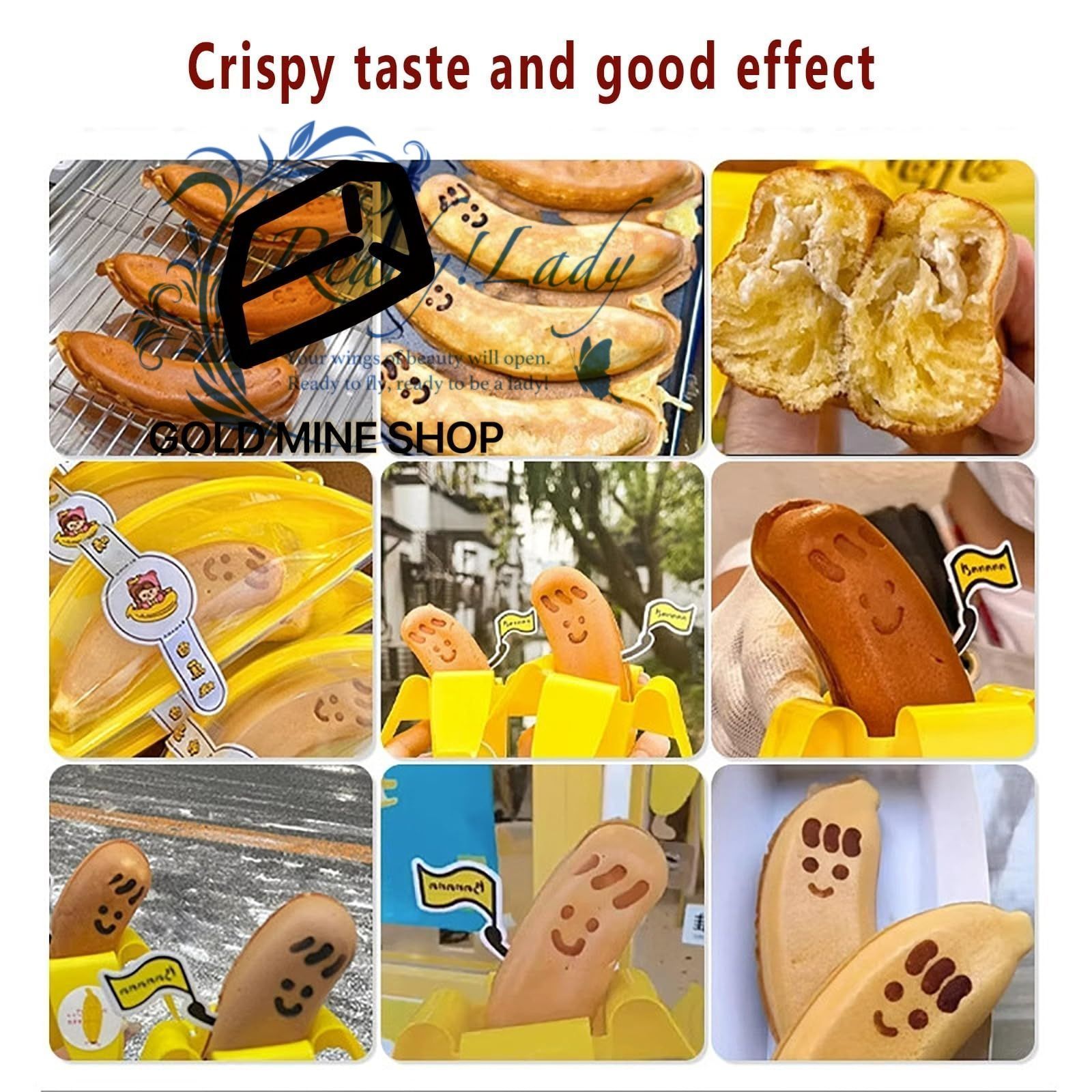 電気たい焼き機 バナナ型アイスクリームたい焼き機 両面ノンスティックテフロンベーキングパン 50-250℃の温度調節