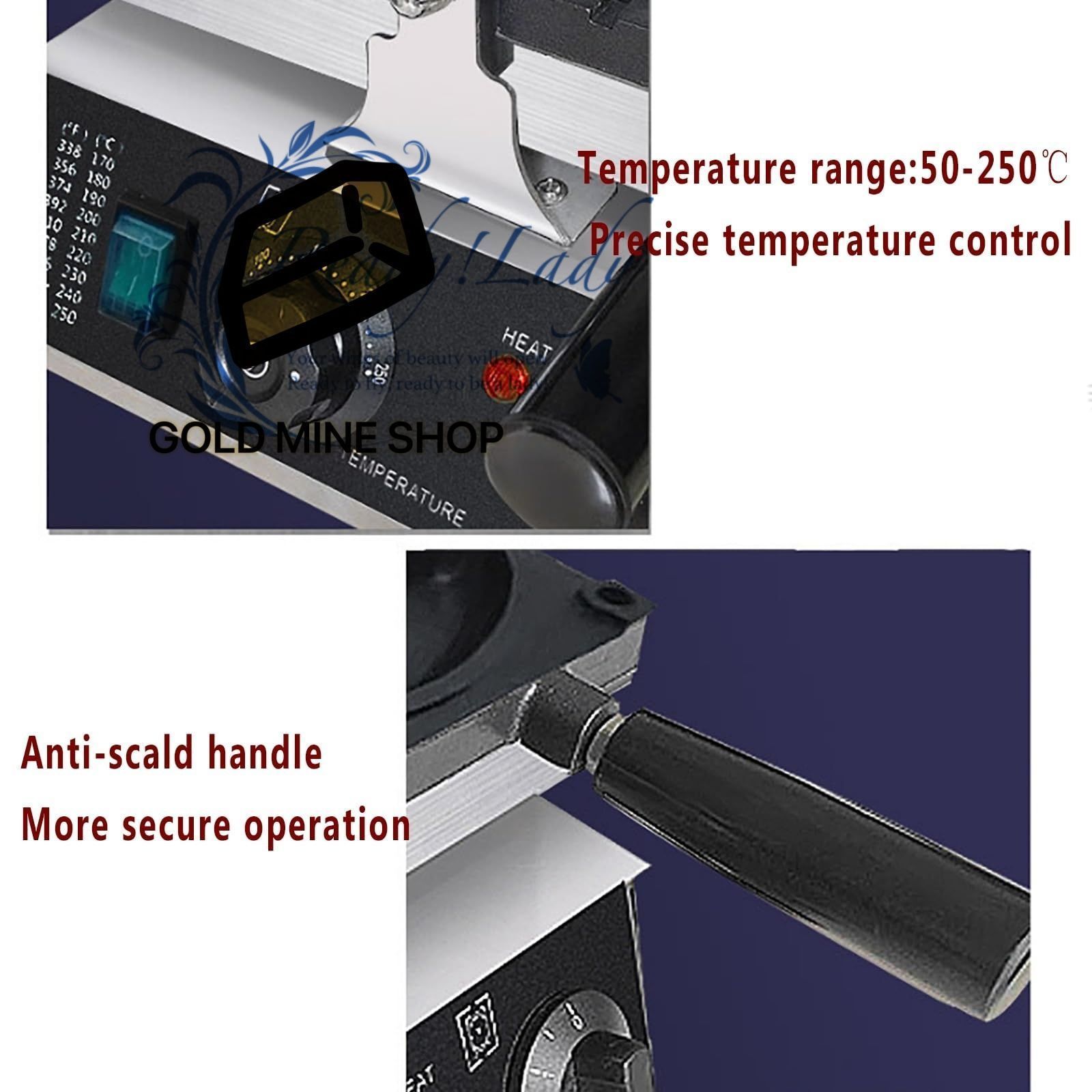 電気たい焼き機 バナナ型アイスクリームたい焼き機 両面ノンスティックテフロンベーキングパン 50-250℃の温度調節 MARWIL-DEMENAGEMENTS_CH