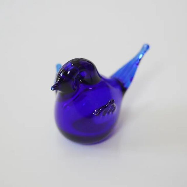 Cobalt Blue Glass Bird Figurine コバルトブルーの鳥 1970年代 北欧ヴィンテージ スウェーデン ガラス 彫刻 置物 ミッドセンチュリー