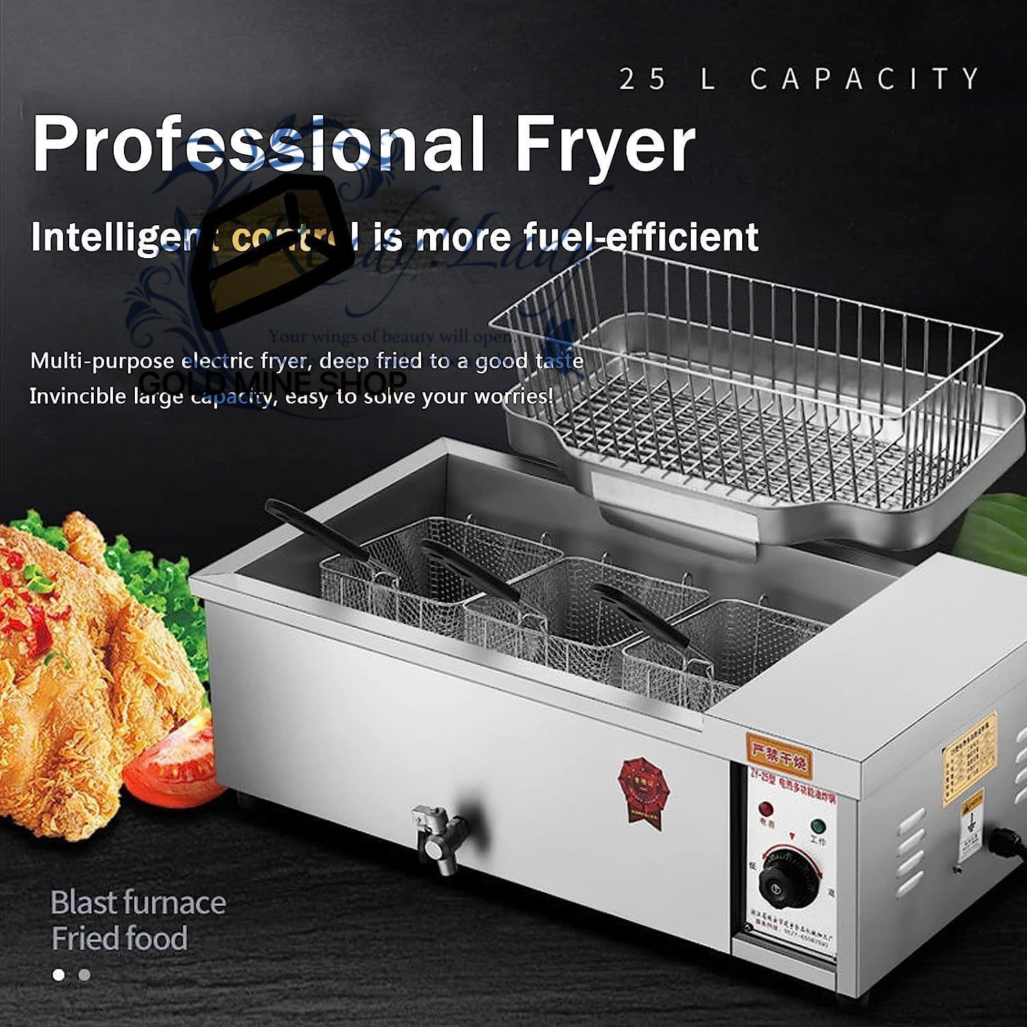 家庭用業務用フライヤー バスケット付き ステンレス製蛇口タンクフライヤー3000 W チキン エビ フライドポテト レスタの揚げ物用 12 l