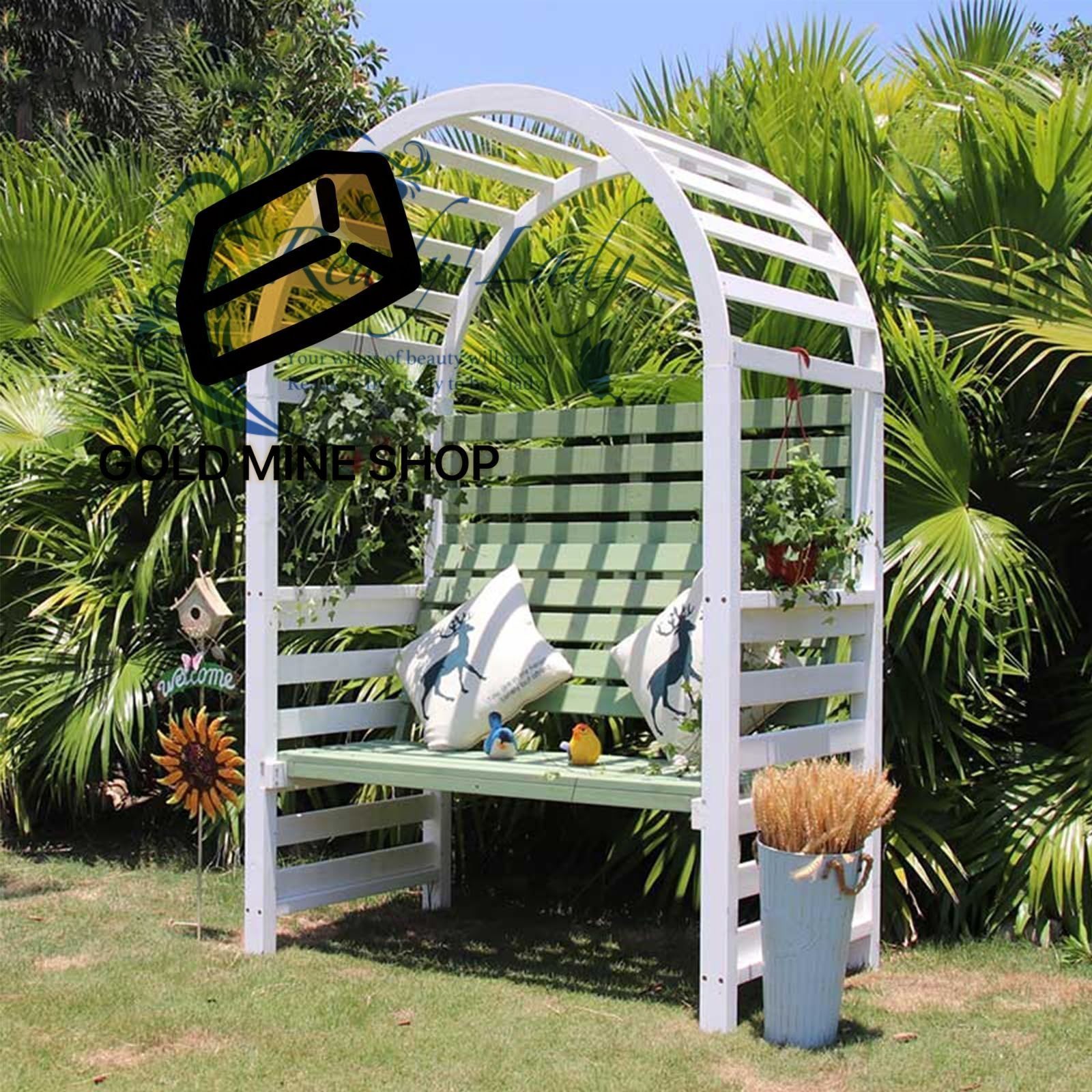 ガーデンベンチ ガーデンベンチ 屋外 ベンチシート付きソリッドウッドガーデンアーチハウス ガゼボベンチ 屋根付き耐候性テラスベンチ 日焼け防止＆防食 付き耐候性テラスベンチ 屋外の庭のベンチ 耐荷重350kg