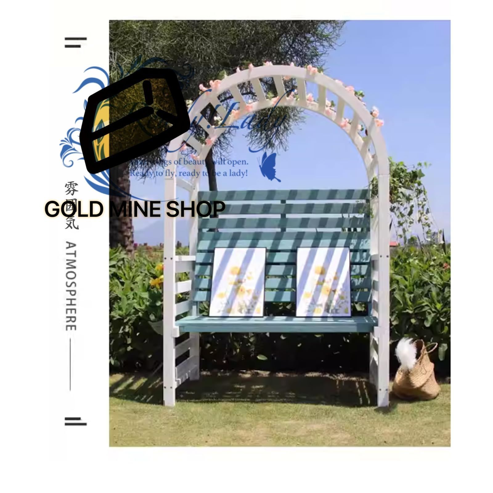  ガーデンベンチ 屋外 ベンチシート付きソリッドウッドガーデンアーチハウス ガゼボベンチ 屋根付き耐候性テラスベンチ 日焼け防止＆防食 付き耐候性テラスベンチ 屋外の庭のベンチ 耐荷重350 kg ガーデンチェア テーブル ガーデンファニチャー