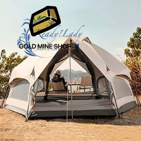 家族のキャンプのテント 屋外の六角形のキノコのテント 裏庭の旅行 ハイキング 釣りのためのクイックオープン3-6人家族の日よけ