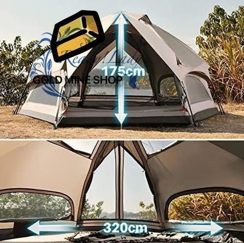家族のキャンプのテント 屋外の六角形のキノコのテント 裏庭の旅行 ハイキング 釣りのためのクイックオープン3-6人家族の日よけ