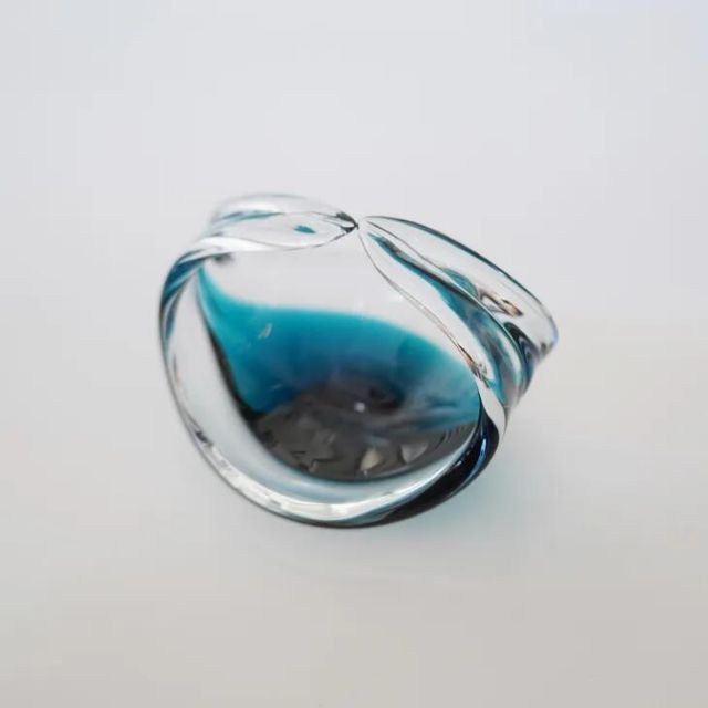 Sulo Gronberg for Kumela Finland Turquoise Colored Bowl ターコイズ バスケット ボウル 北欧ヴィンテージ フィンランド ガラス
