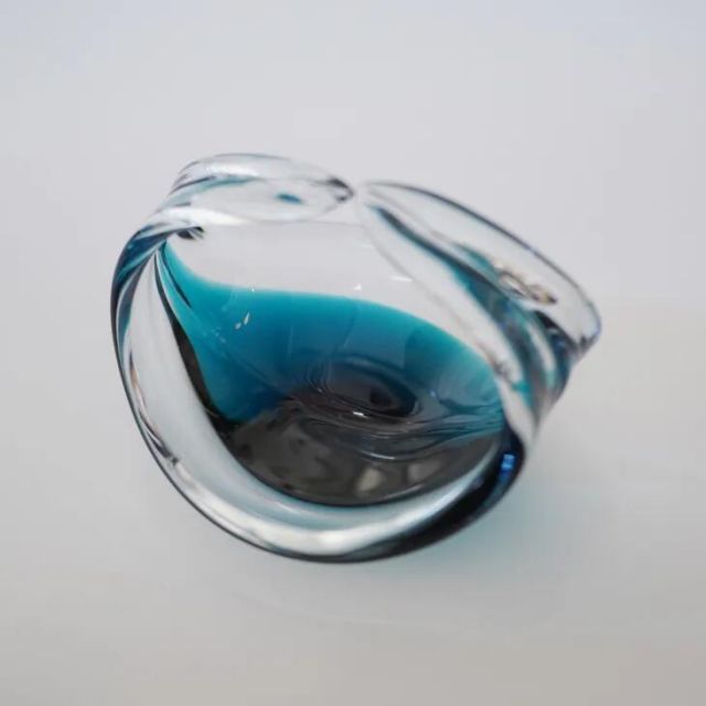 Sulo Gronberg for Kumela Finland Turquoise Colored Bowl ターコイズ バスケット ボウル 北欧ヴィンテージ フィンランド ガラス