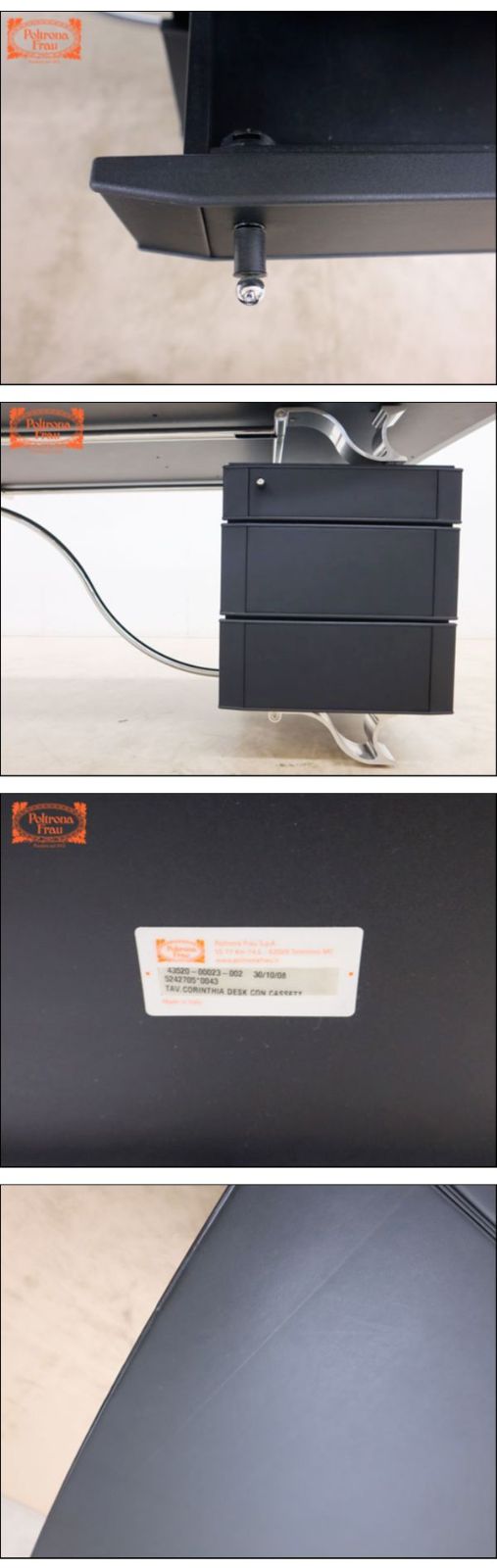 Poltrona Frau ポルトローナ フラウ IDC大塚家具 CORINTHIA DESK ワークデスク 机 黒革 レザー 鍵付 198万 MARWIL-DEMENAGEMENTS_CH