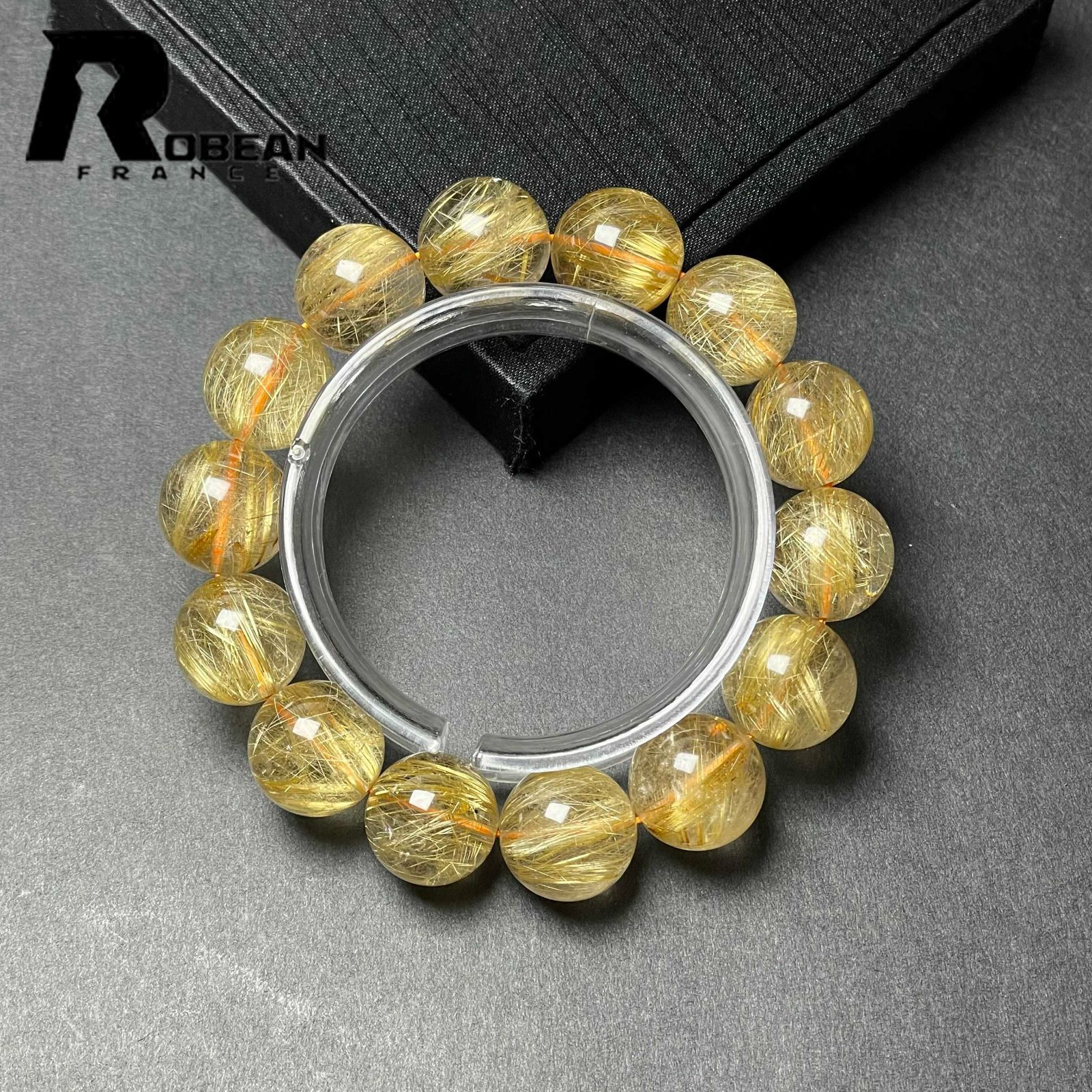 EU製 定価168万円 ROBEAN ! 満針ルチルクォーツ ブレスレット パワーストーン 天然石 金運 お守り プレゼント 16-16.6mm D1103942