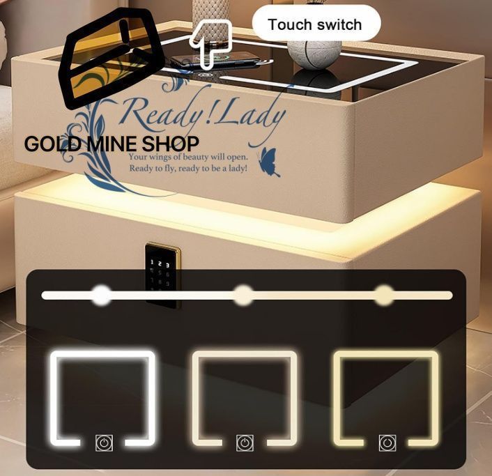 なLEDライト付きベッドサイドテーブル