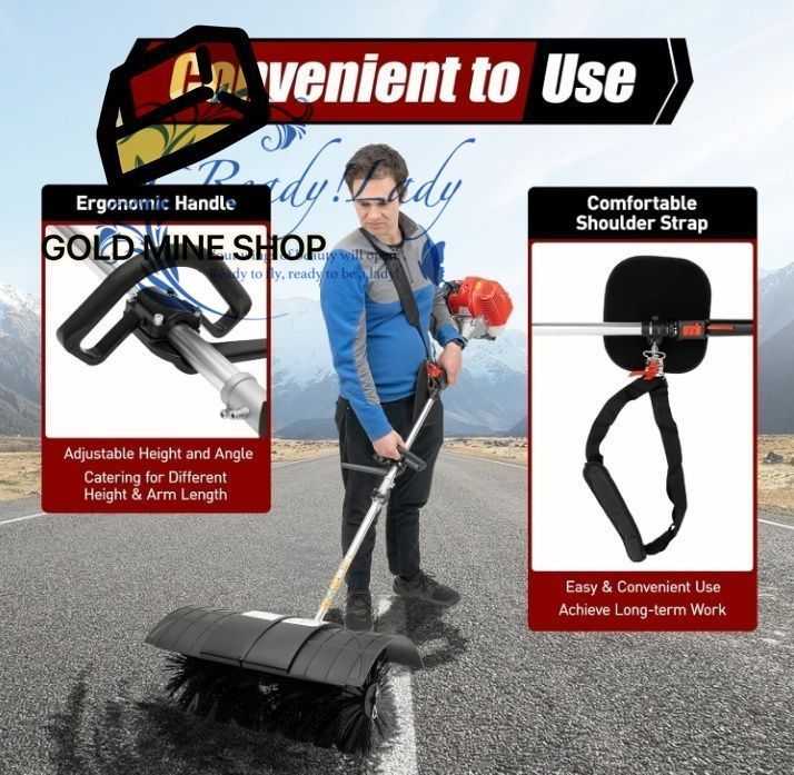  52 cc 2.3 HP ガスパワースイーパー 1700 W ポータブル手持ちほうきスイーパー ガスパワー ガーデン ドライブウェイ スイーパー 空冷モーター 人工芝 現場 農場の掃除に パワースノースウィープほうき 芝刈り機 園芸用品