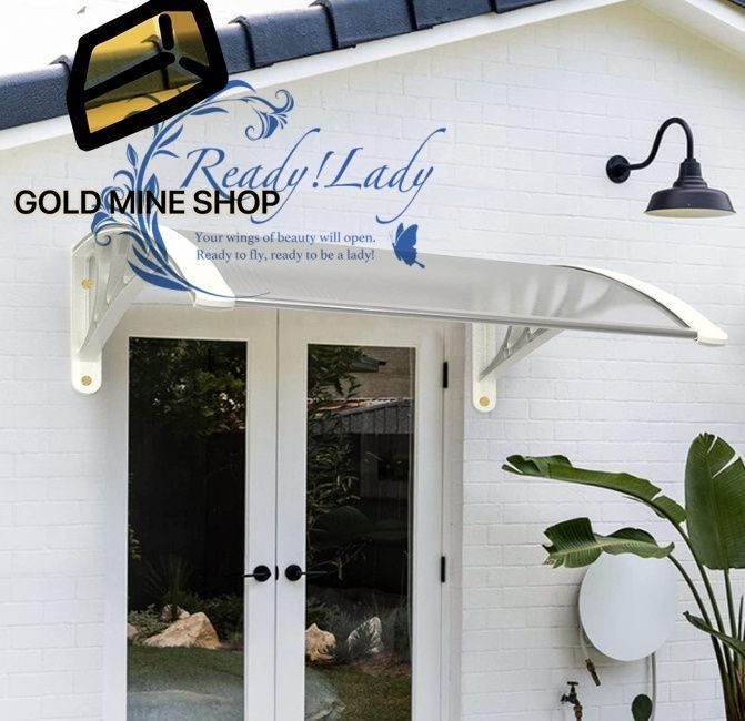 屋根庇 パティオひさし 雨よけ 後付け日よけパネル物置 80cm玄関キャノピー雨雪パネルをミュート ブラケット付き アウトドア 庭園 キャノピー と ブラック ブラケット 透明バージョン ポリカーボネート 雨よけ 拡張可