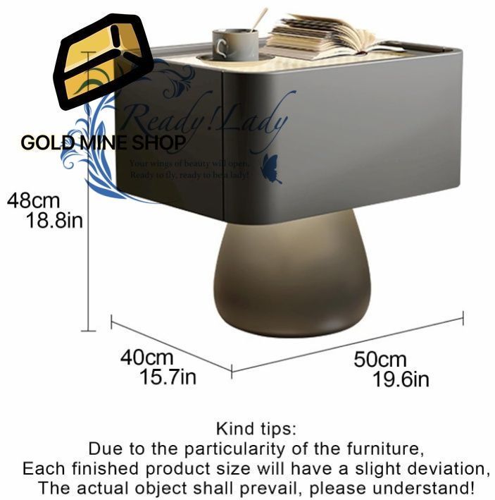 ナイトテーブル 照明付き サイドテーブル サイドテーブル リビングルーム ベッドサイドテーブル フロアライト ミニチェスト モダンな1段エンドサイドテーブル