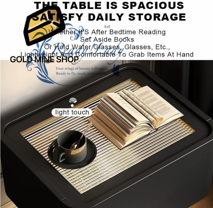 ナイトテーブル 照明付き サイドテーブル サイドテーブル リビングルーム ベッドサイドテーブル フロアライト ミニチェスト モダンな1段エンドサイドテーブル NEXPOTALLINN_EU