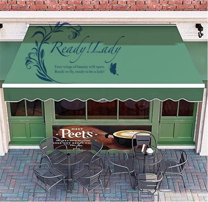 4mx2mの大きなパティオオーニング オーニング DIYパティオ格納式手動日よけ 日除け シェードベランダ日除け シェード 長さ調整 オーニングテント 伸縮式ガゼボ|ひさし 屋根 後付け手動ハンドクランク付き