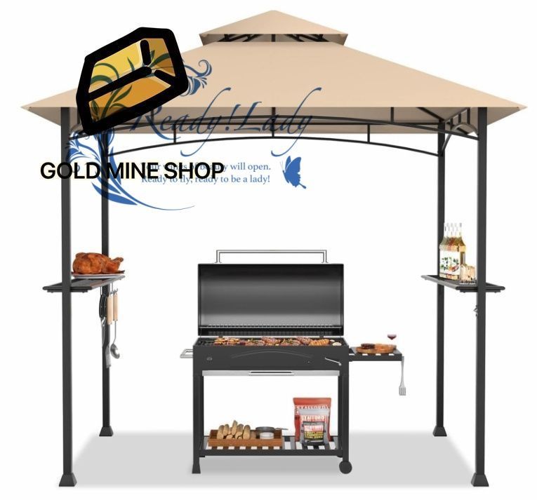 パーゴラシェード ガゼボ BBQ用 ガゼボ 日よけ パーゴラ 245x155x250cm スチール製ホーム キャノピー ガゼボ 簡単設置 グランピング テラス オーニング カーキ