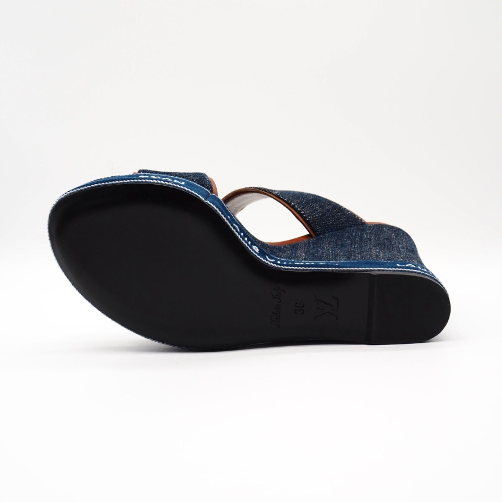 美品】Louis Vuitton サンダル レザー デニム ルイヴィトン - メルカリ