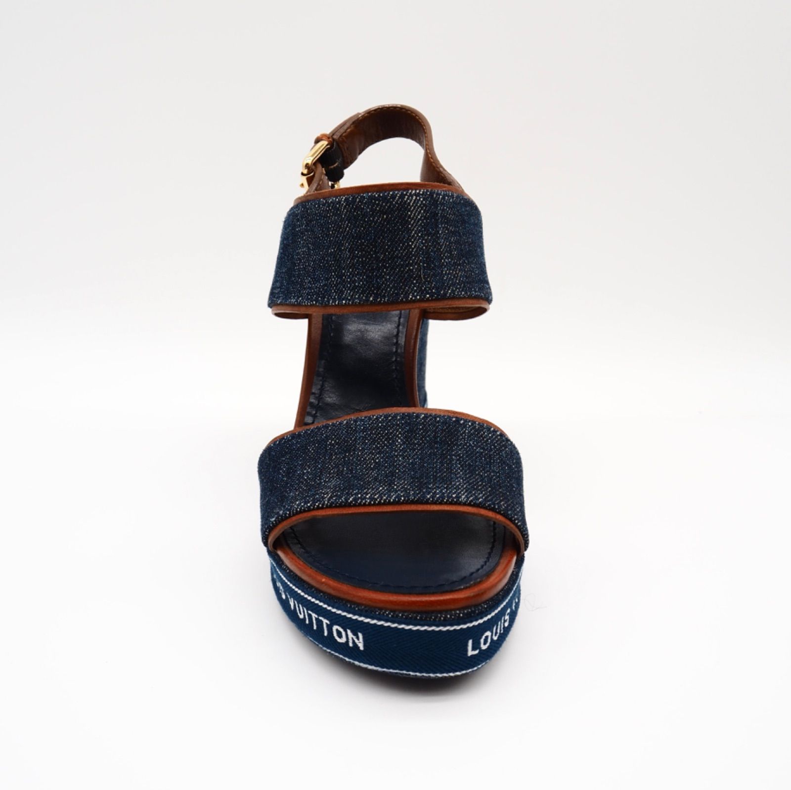 美品】Louis Vuitton サンダル レザー デニム ルイヴィトン - メルカリ