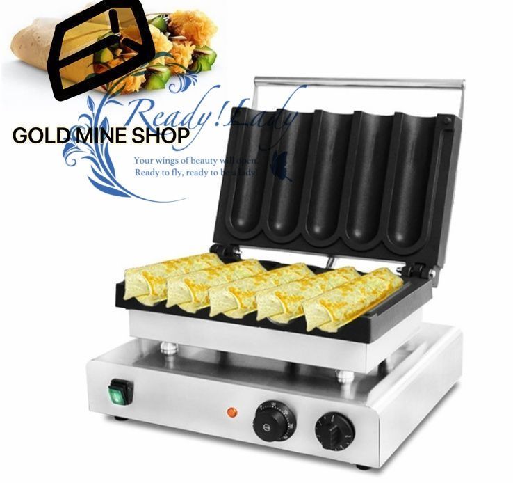 3000 W 業務用チキンロールメーカー 5穴電気ステンレススチールタコスメーカー 防水ノンスティック機能 50 300℃の温度制御と5分のタイミング スナックバー レストラン 用