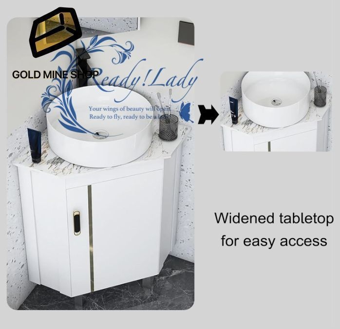 陶器コーナー洗面台 コーナーバスルームキャビネット