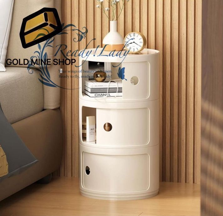 コーヒーテーブル 引き出し3段 ナイトスタンド モダンなベッドサイドテーブル 寝室用ラウンドナイトスタンド収納キャビネット 引き出し付きベッドサイドテーブル リビングルーム用収納付きエンドテーブル 色 ブラン