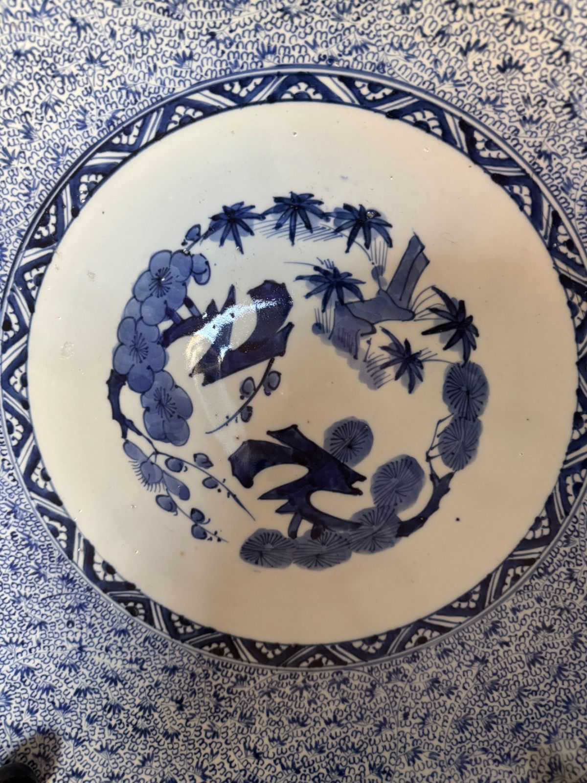 染付微塵唐草文 大皿
