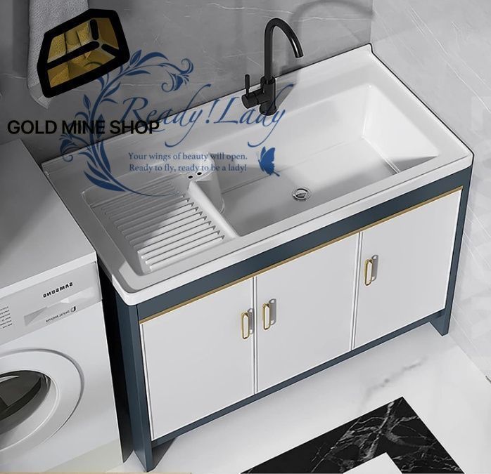 洗面台 洗面化粧台 洗面ボウル 手洗い器 陶器 ロッカー付 小型洗面ボウル 手洗い台 洗面ボール 手洗い器 浴室洗面台 冷水温水蛇口 付き 洗面所 収納 キャビネット 工場 飲食店 業務用 家庭用 60.5 42.5 79cm