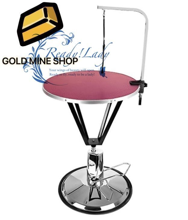 27 5インチ 油圧リフト犬用グルーミングテーブル 360°回転デスクトップグルーミングテーブル 自宅の犬用 ピンク