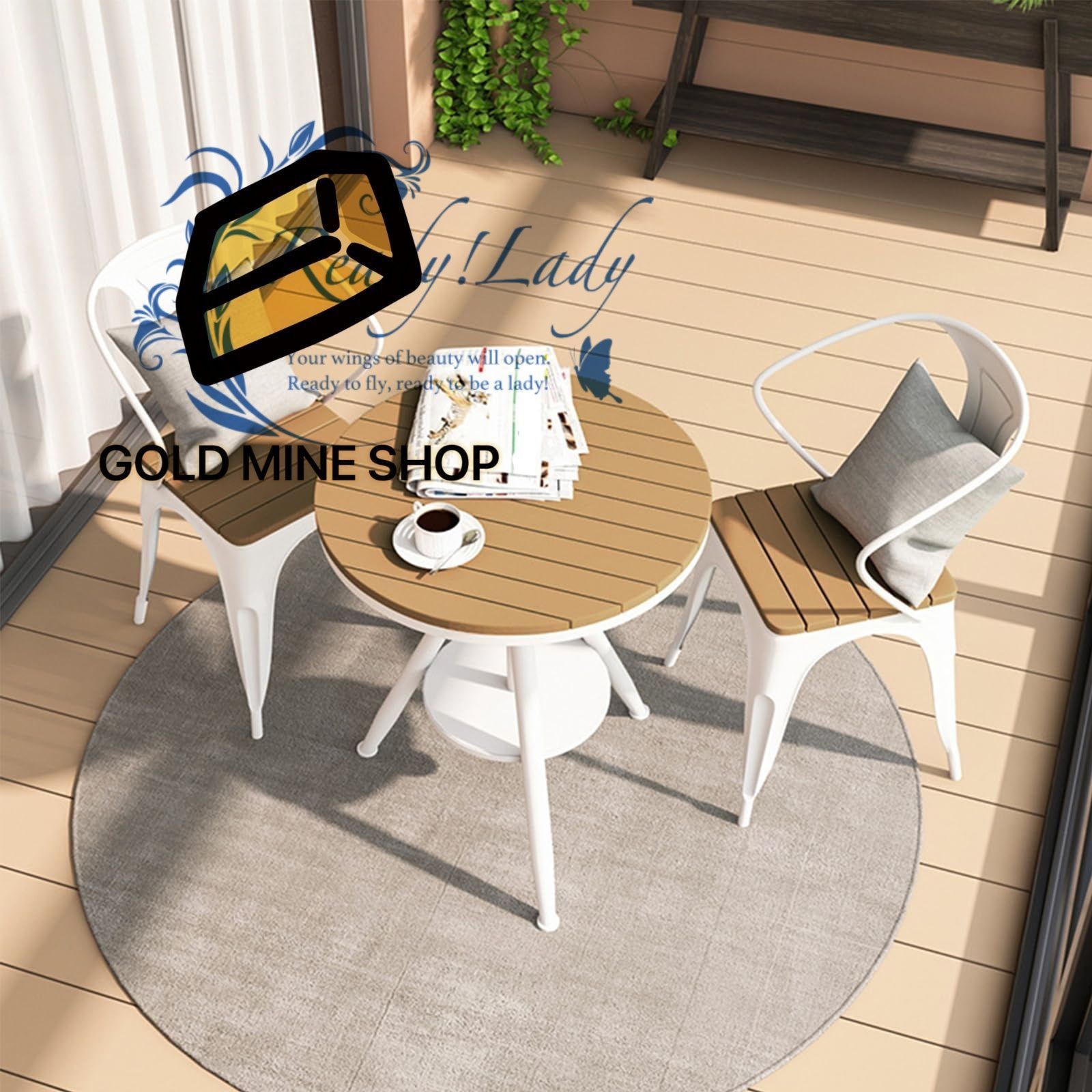 ガーデンテーブルセット テラステーブルと椅子 ガーデン セット おしゃれ 調節 なテーブル ガーデンファニチャーセット 約300 kgの超耐荷重 ２人用 耐水 耐熱 耐日光 組立簡単 ホテル カフェ ベランダ テラスガ 70 CM