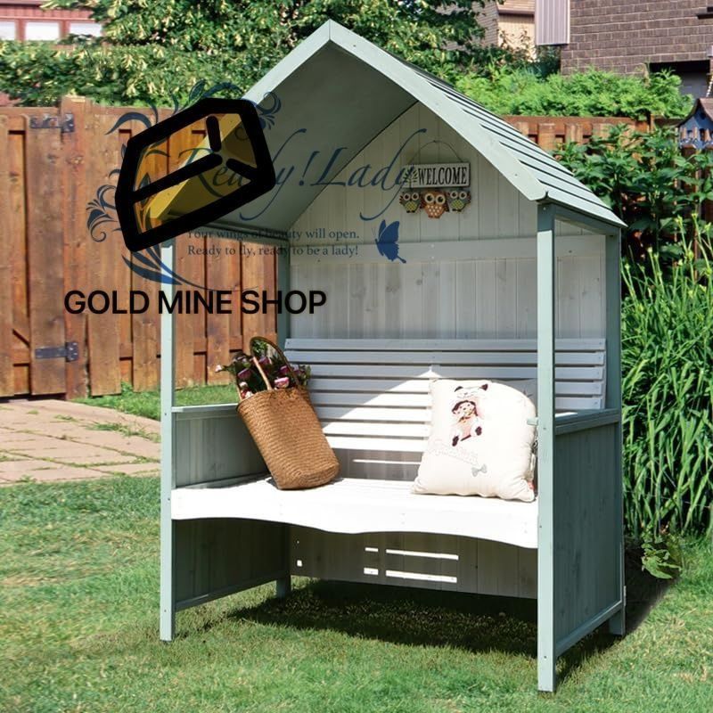 ガーデンベンチ 屋外 ベンチシート付きソリッドウッドガーデンアーチハウス 屋外ガーデンベンチ ダブルパークチェア パークベンチパーク 防水性と耐日光性 防蝕木材 屋根付き 耐候性 耐荷重約300kg 天然木 お庭 ベランダ