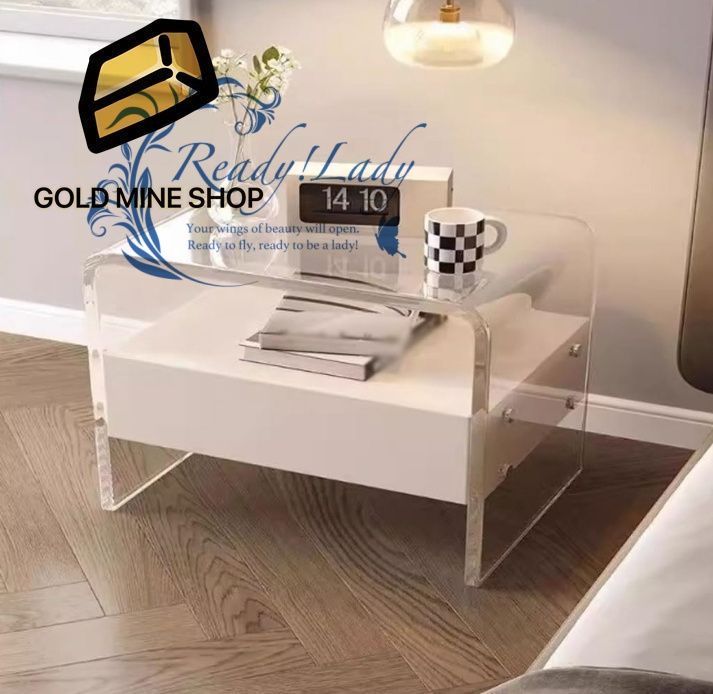 モダンでクリエイティブな透明アクリルベッドサイドテーブル寝室シンプルな収納キャビネットベッドサイドテーブル収納キャビネット 引き出し付きベッドサイドテーブル|ナイトスタンド