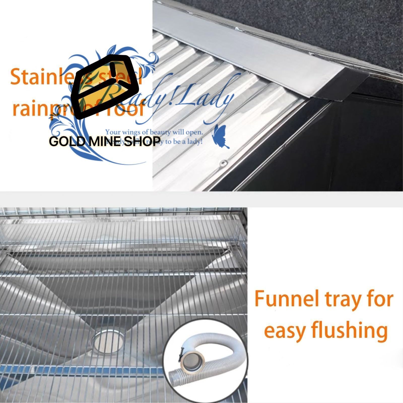  金属製鶏小屋 車輪と漏斗トレイ付きの屋外用ウサギ小屋 小動物家禽用の噛みつき防止モルモットケージ 100 70 110 cm その他 犬用品