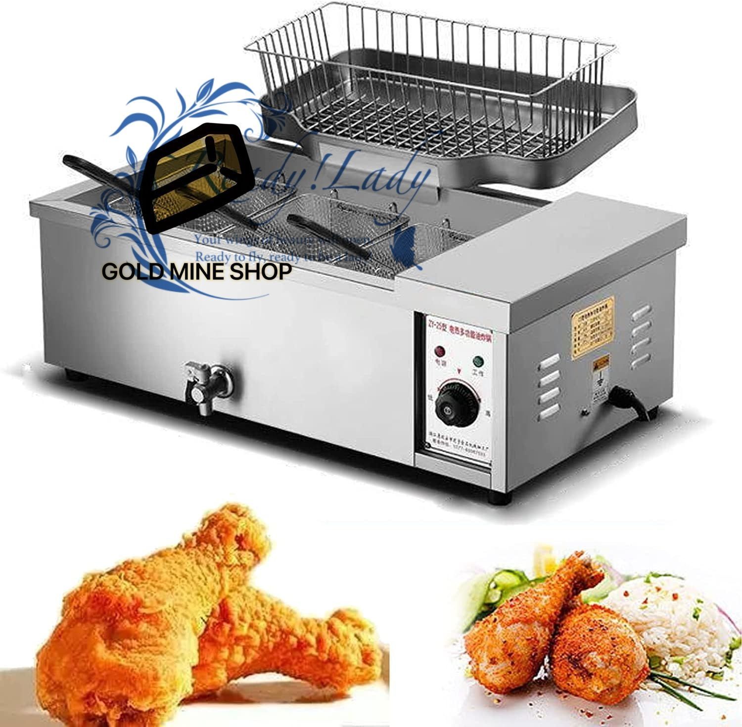 家庭用業務用フライヤー バスケット付き ステンレス製蛇口タンクフライヤー 4000W チキン エビ フライドポテト レスタの揚げ物用 25l