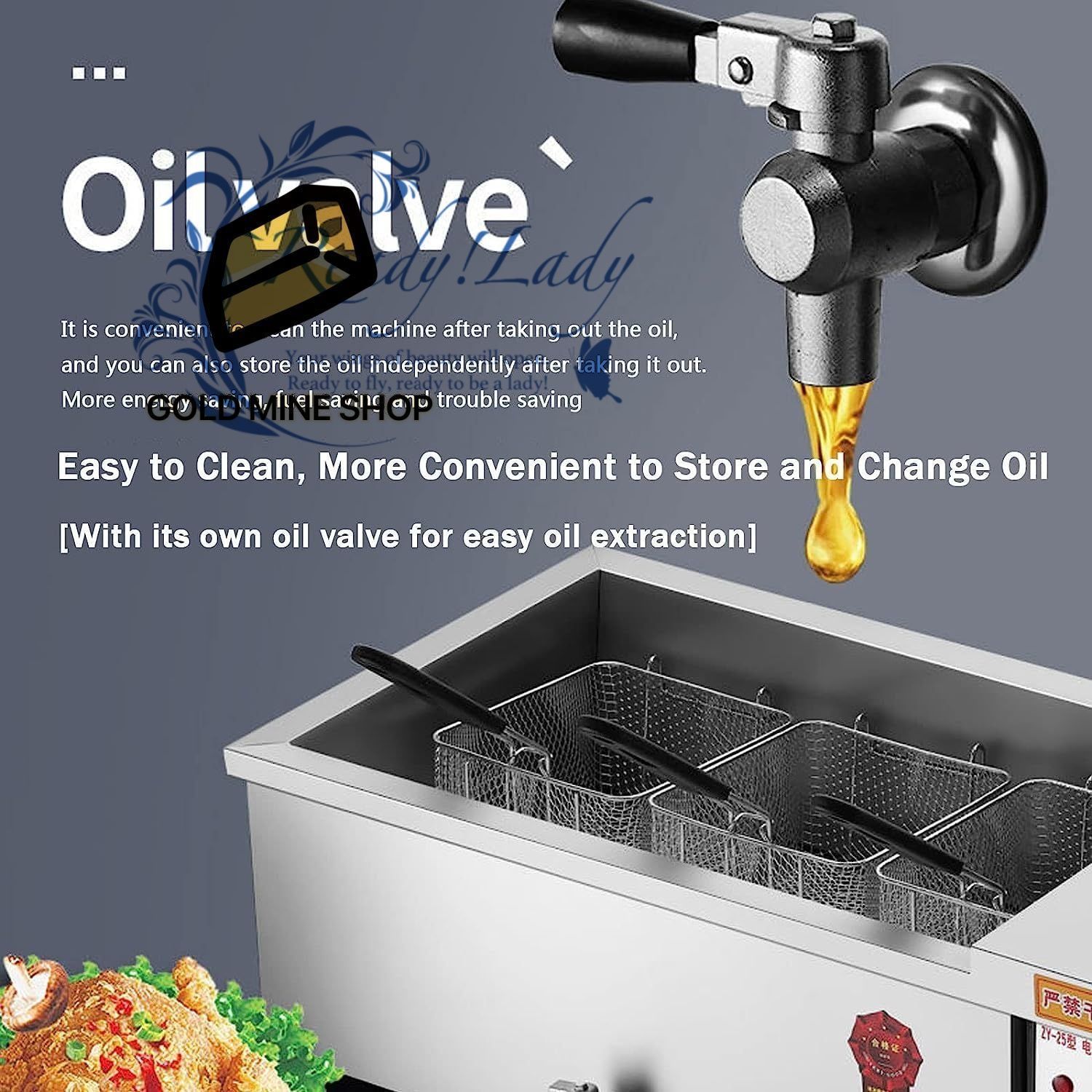  家庭用業務用フライヤー バスケット付き ステンレス製蛇口タンクフライヤー 4000 W チキン エビ フライドポテト レスタの揚げ物用 25 l その他 キッチン 食器