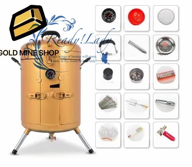 家庭用無煙バーベキュー吊りストーブ キャンプ串 屋外商業屋内肥厚グリル バレルオーブン ゴールデン C