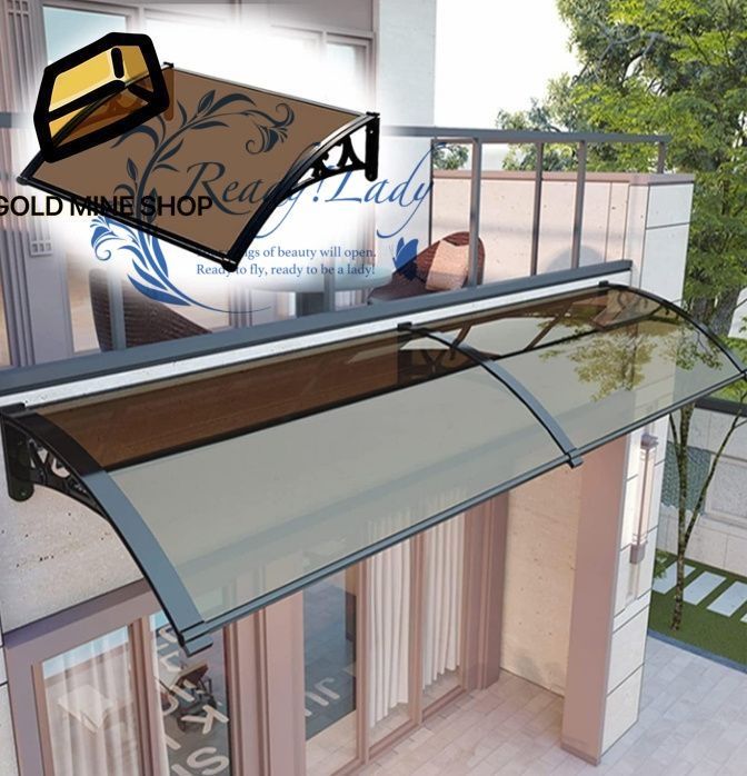 ひさし 雨よけ 雨よけ 屋根 ベランダ 雨よけ 日除け 後付け 雨雪パネルをミュート パティオ日除けそし 透明シールド 設置簡単 玄関 住宅庇 屋根庇 ひさし Color Brown Size 100x120cm