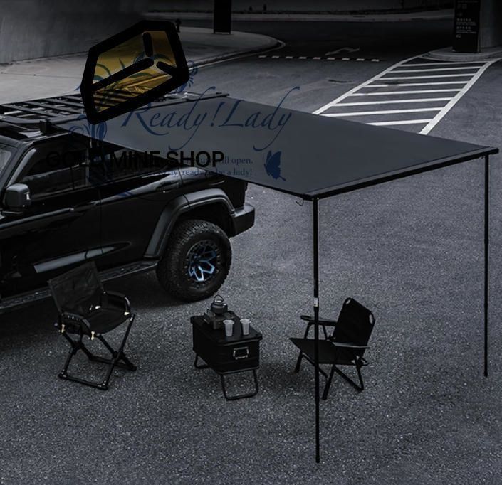カーサイドタープ 車両オーニング ブラックアルミニウム屋上引き出し格納式日よけサイドオーニング SUV トラック バン用 Size 200 300cm 6.6 9.8ft