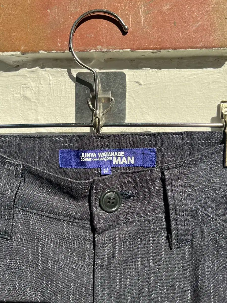 ジュンヤワタナベ COMME des GARCONS マン ストライプ コットン リネン パンツ M