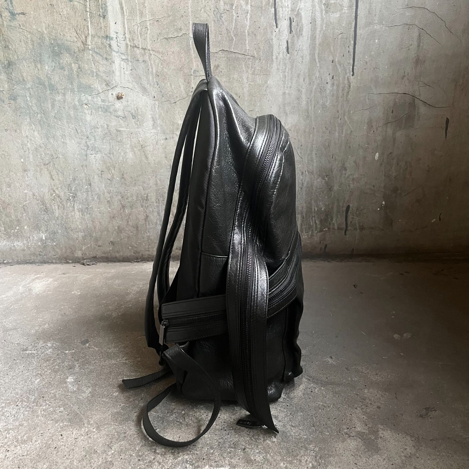 Yohji Yamamoto ジップデザインレザーバックパック リュック バッグ 