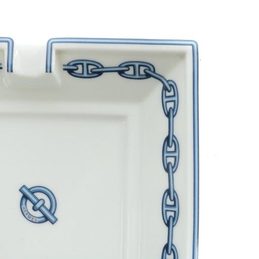 エルメス　青いチェーン模様の四角い灰皿 エルメス 青いチェーン模様の四角い灰皿 エルメス HERMES 灰皿