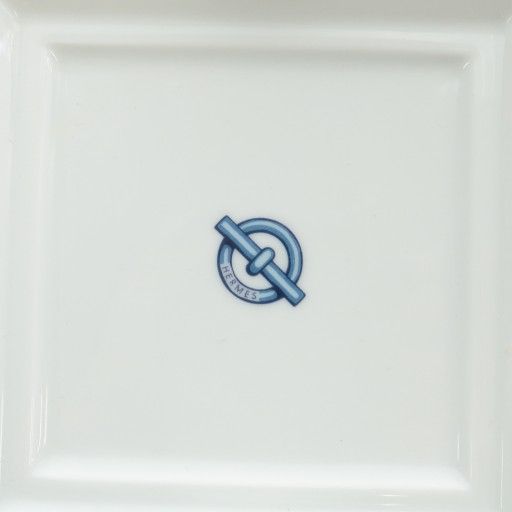  エルメス HERMES 灰皿 アッシュトレイ 喫煙具 シェーヌダンクル チェーン スクエア ロゴ 白 ホワイト 青 ブルー XZ OH GY 18 その他 トップス