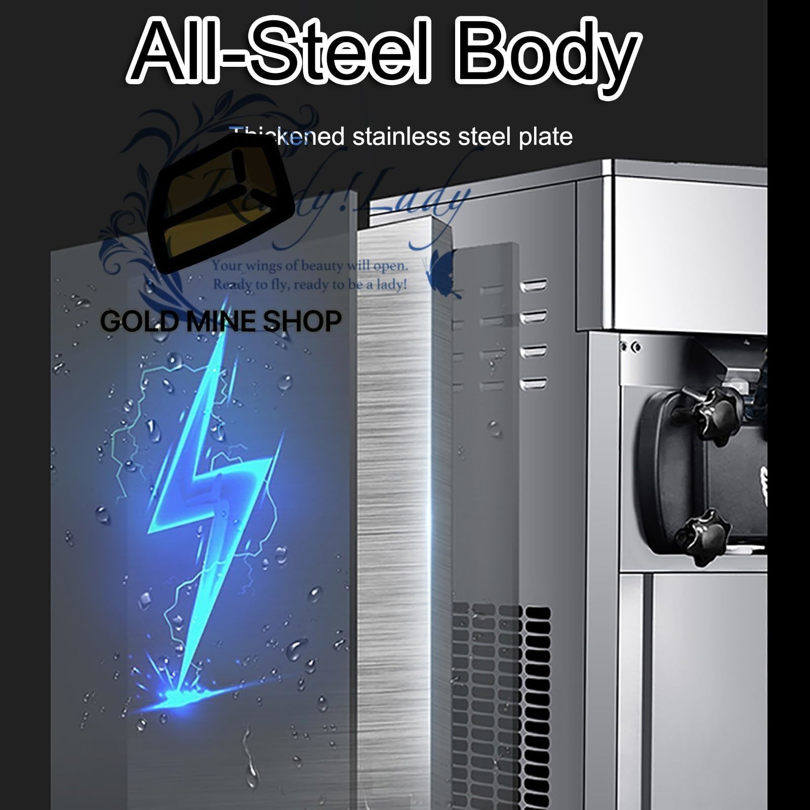 LEDディスプレイと3つのフレーバーを備えた業務用アイスクリームメーカーマシン 1200 W自動ソフトクリームマシン 3 L 2 16-18 H